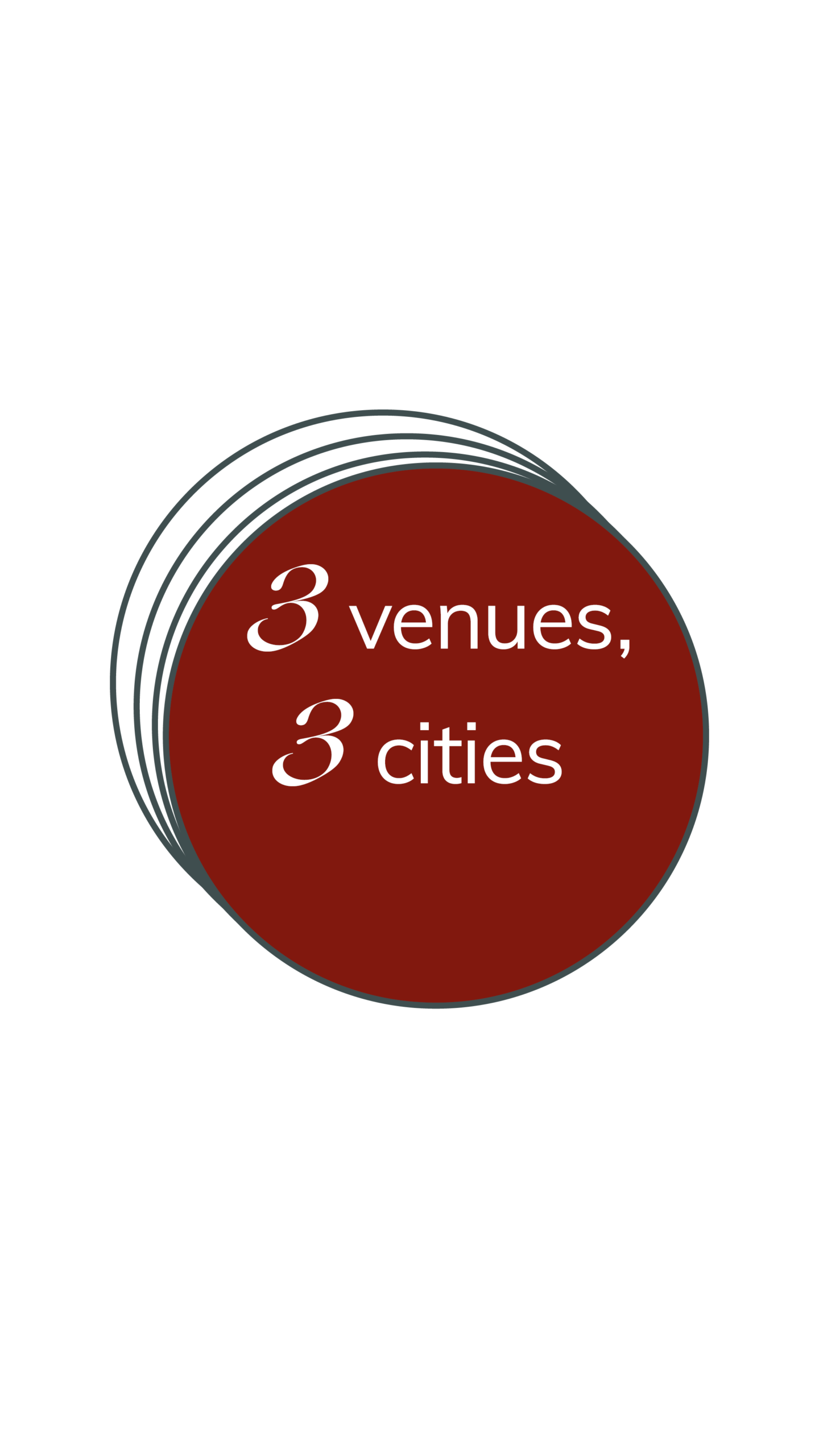 3 venues, 3 cities